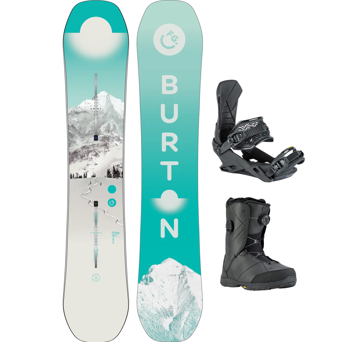 Burton Women's Feelgood Flying V Demo Snowboard Package