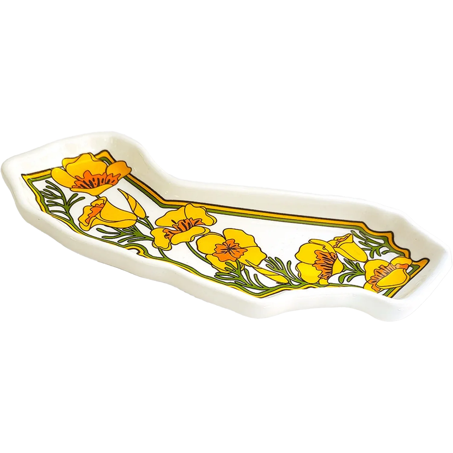 California State with Poppies Trinket Tray - Image 2
