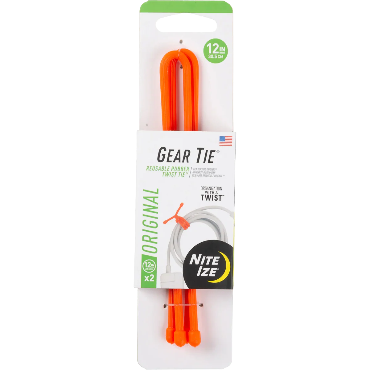 Gear Tie Reusable Rubber Twist Tie 12" -  2 Pack - Image 2