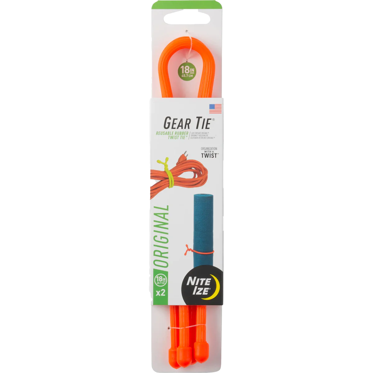 Gear Tie Reusable Rubber Twist Tie 18" -  2 Pack - Image 2
