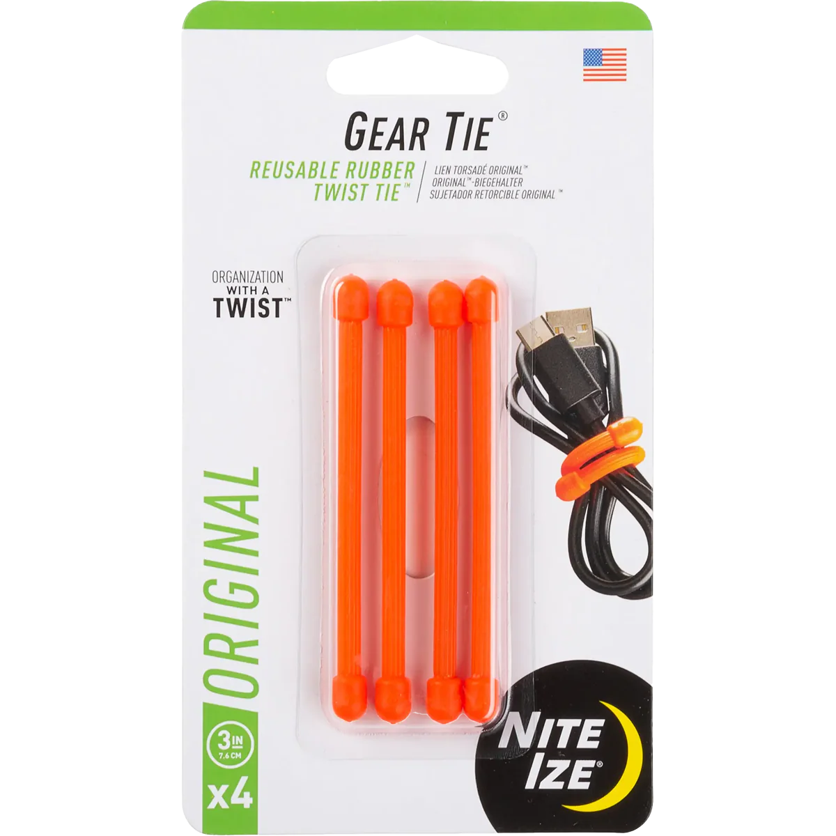 Gear Tie Reusable Rubber Twist Tie 3" - 4 Pack - Image 2