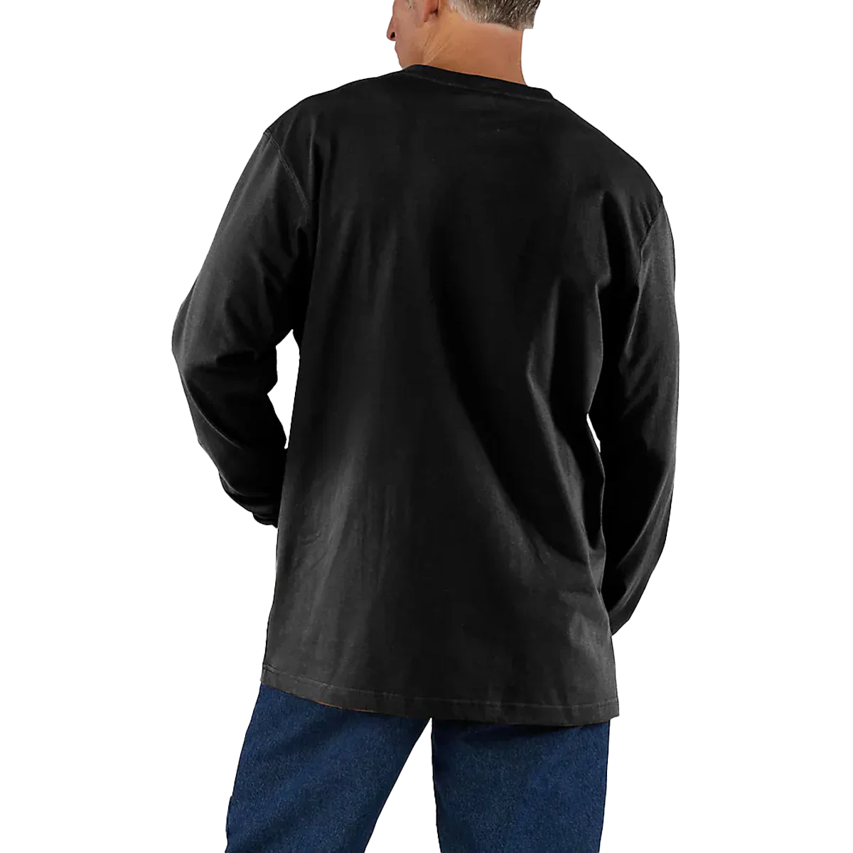 Men's Loose Fit Heavyweight Long Sleeve Pocket T-Shirt - Image 3
