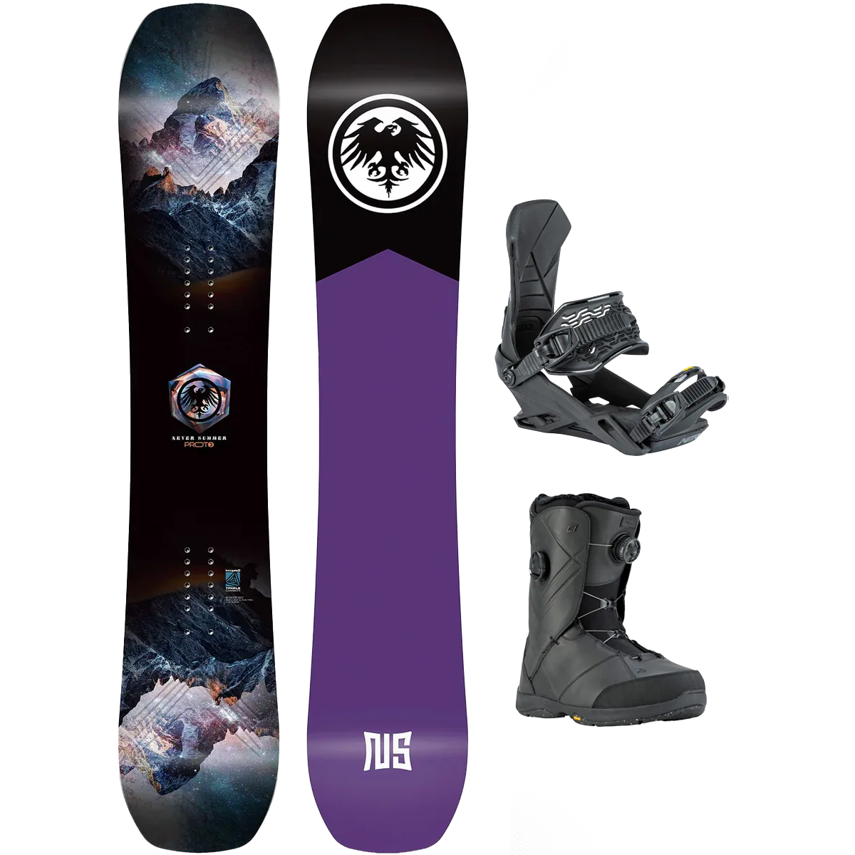 Never Summer Women's Proto Type 3 Demo Snowboard Package
