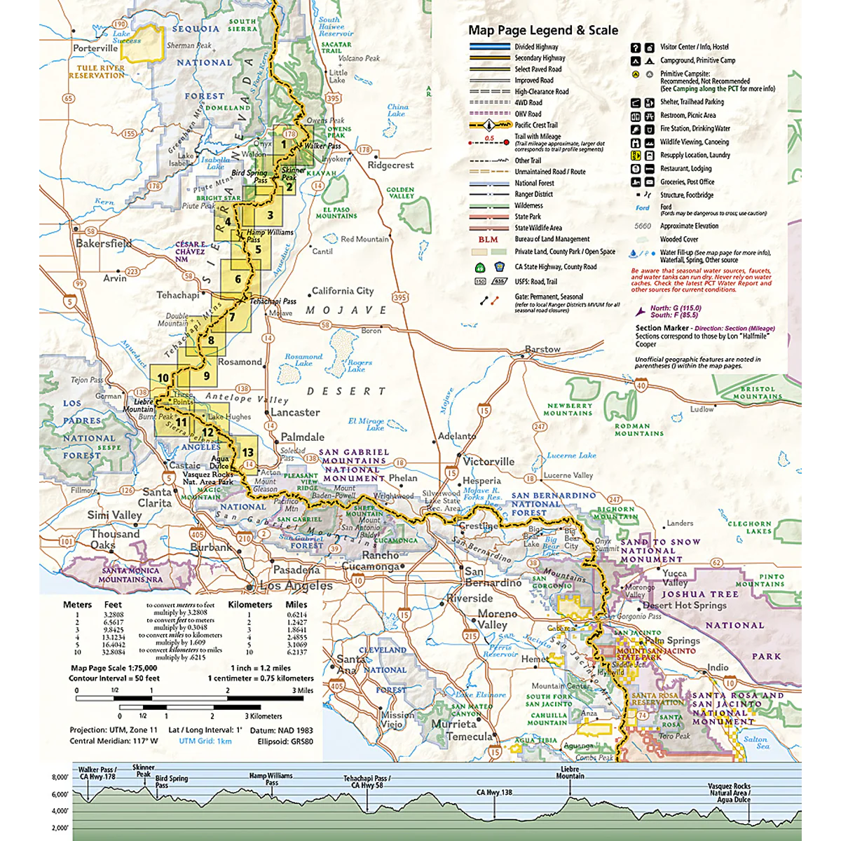 Pacific Crest Trail: Scodie, Piute, and Tehachapi Mountains Map - Image 2