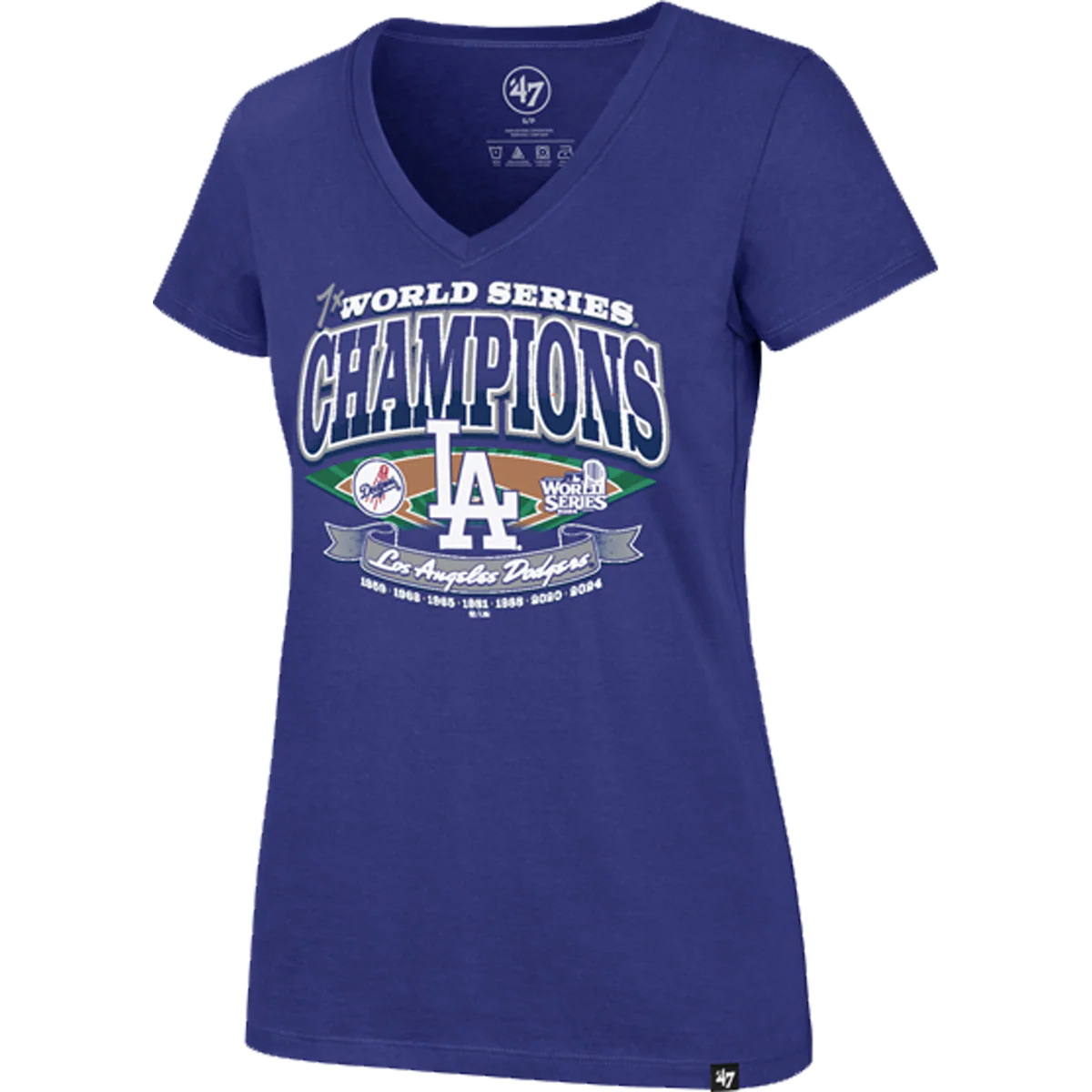 Women's Dodgers Playoff Ultra Rival V-Neck Tee