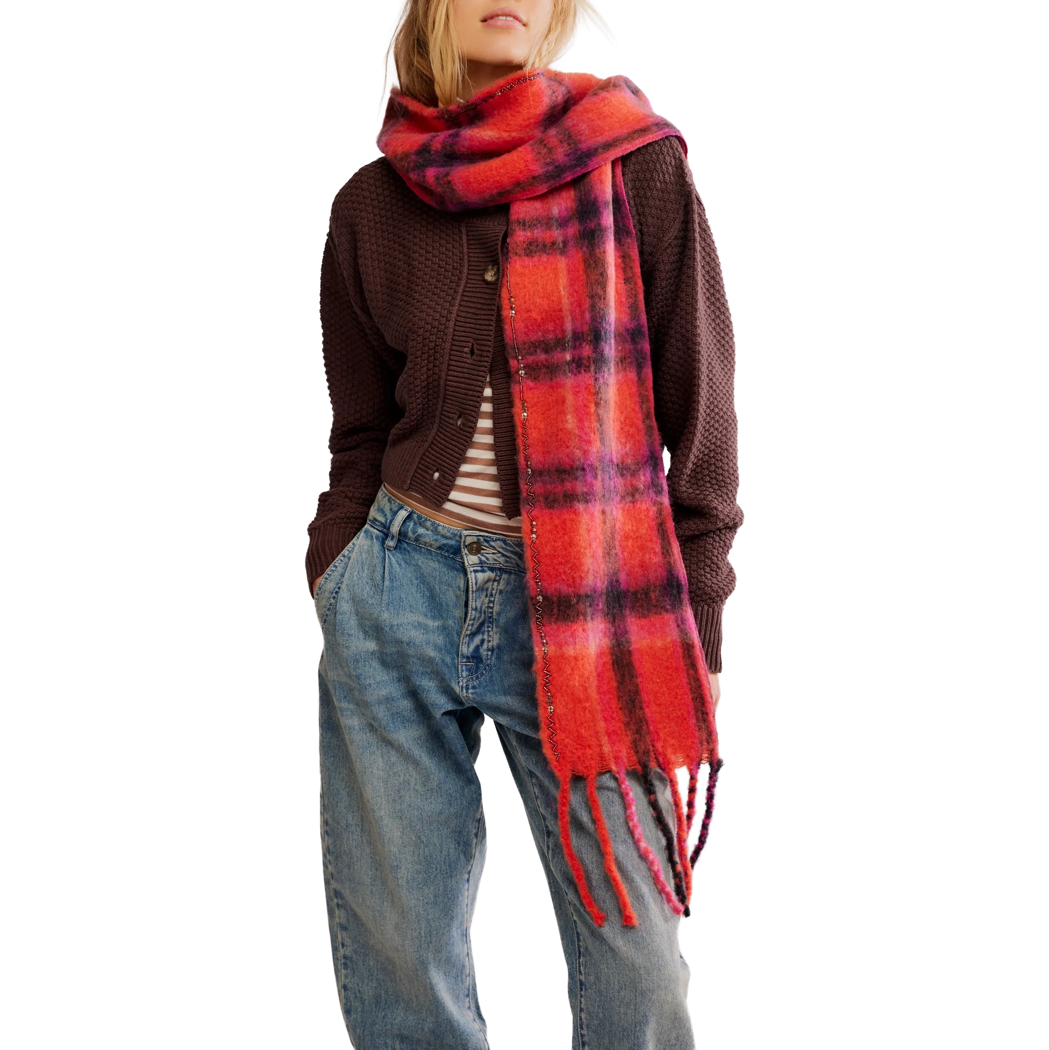 Women's Highland Plaid Skinny Scarf - Image 2