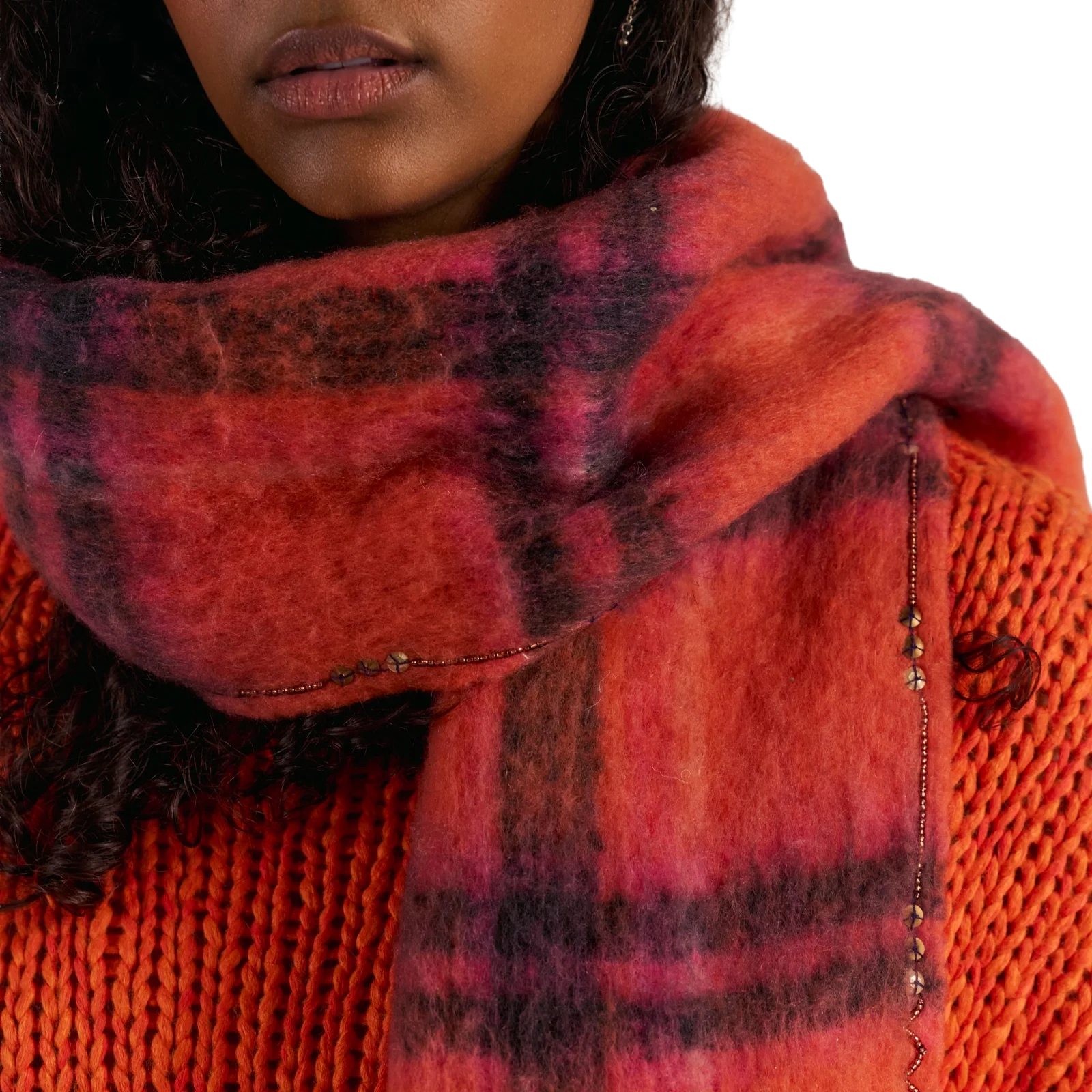 Women's Highland Plaid Skinny Scarf - Image 4