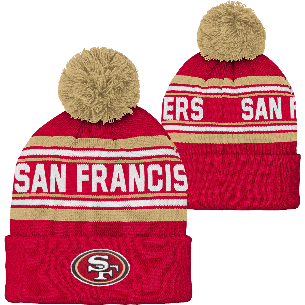 Youth 49ers Jacquard Cuffed Knit with Pom - Image 3